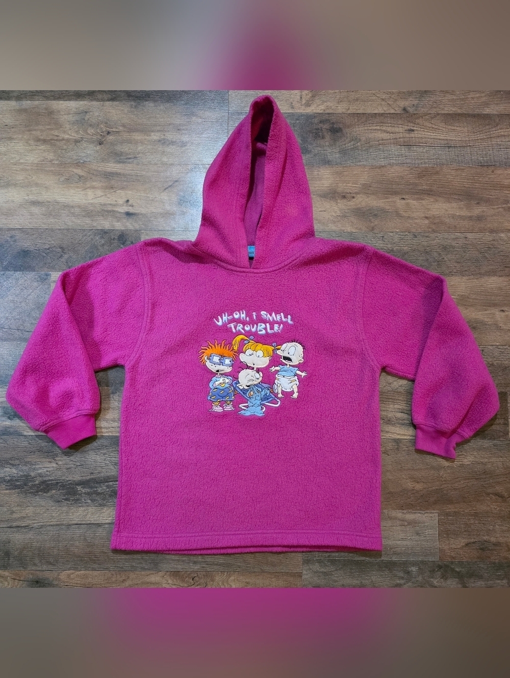 Rugrats Nickelodeon 1998 Vintage Girl's Pink Fleece Character Hoodie Size 10/12
